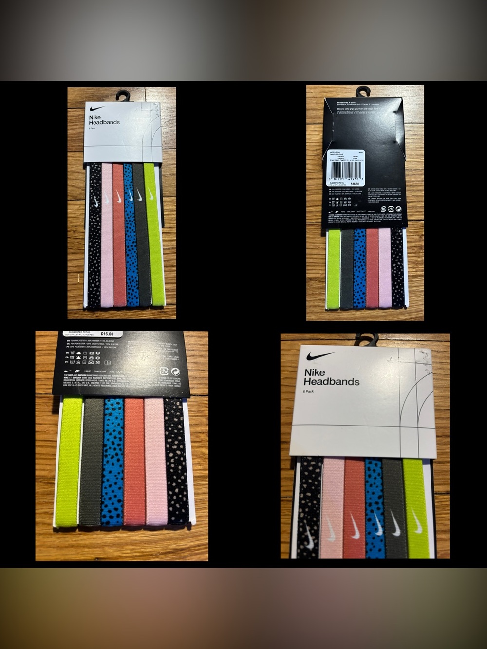 Nike Graphic Headbands 6-Pack OSFM Multi-Color  BRAND NEW!!